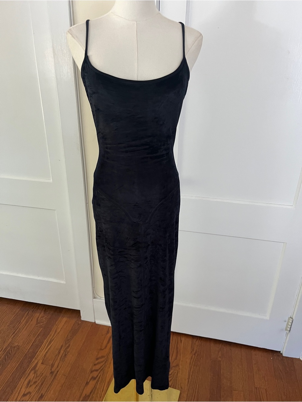 Rifat Ozbek Black Velveteen Siren Maxi Evening Dress — Anna Bayle Archives